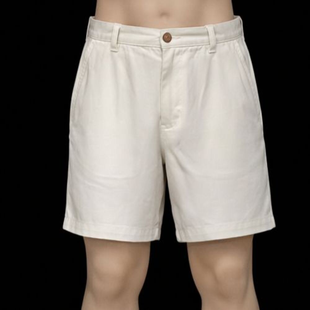 Caribbean Shorts Mens 36 100% Silk Cream w/Brown Buttons Resort Golf Vacation